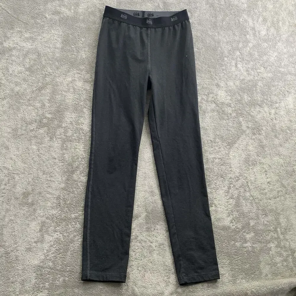 REI Co-op Pants Kids Medium 10/12 Midweight Base Layer Bottoms Thermal Black